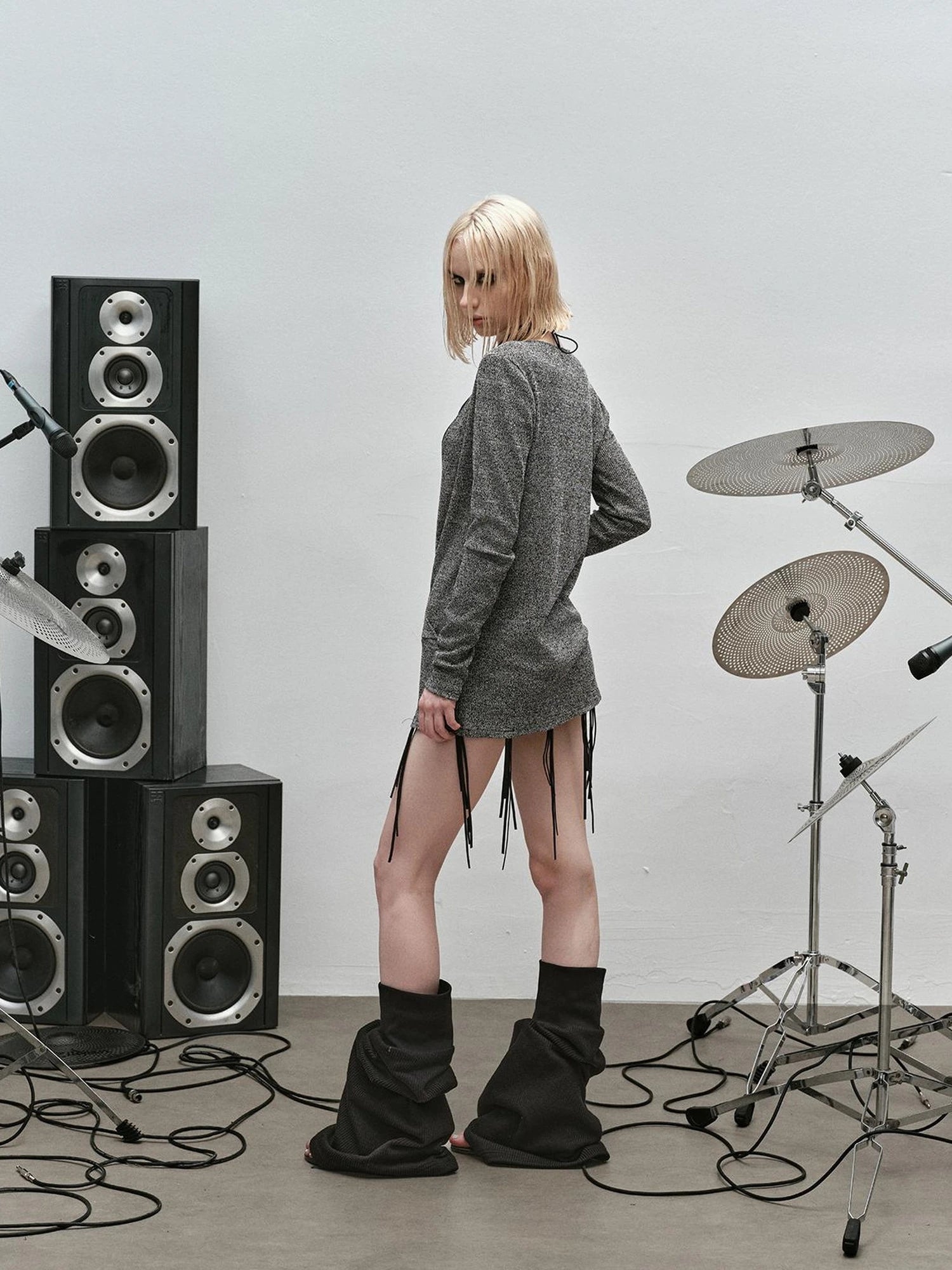 Outmode Rock N Roll Fringe V-neck Punk Dress