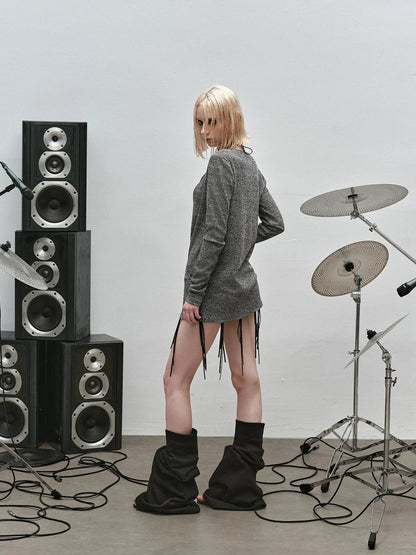 Outmode Rock N Roll Fringe V-neck Punk Dress