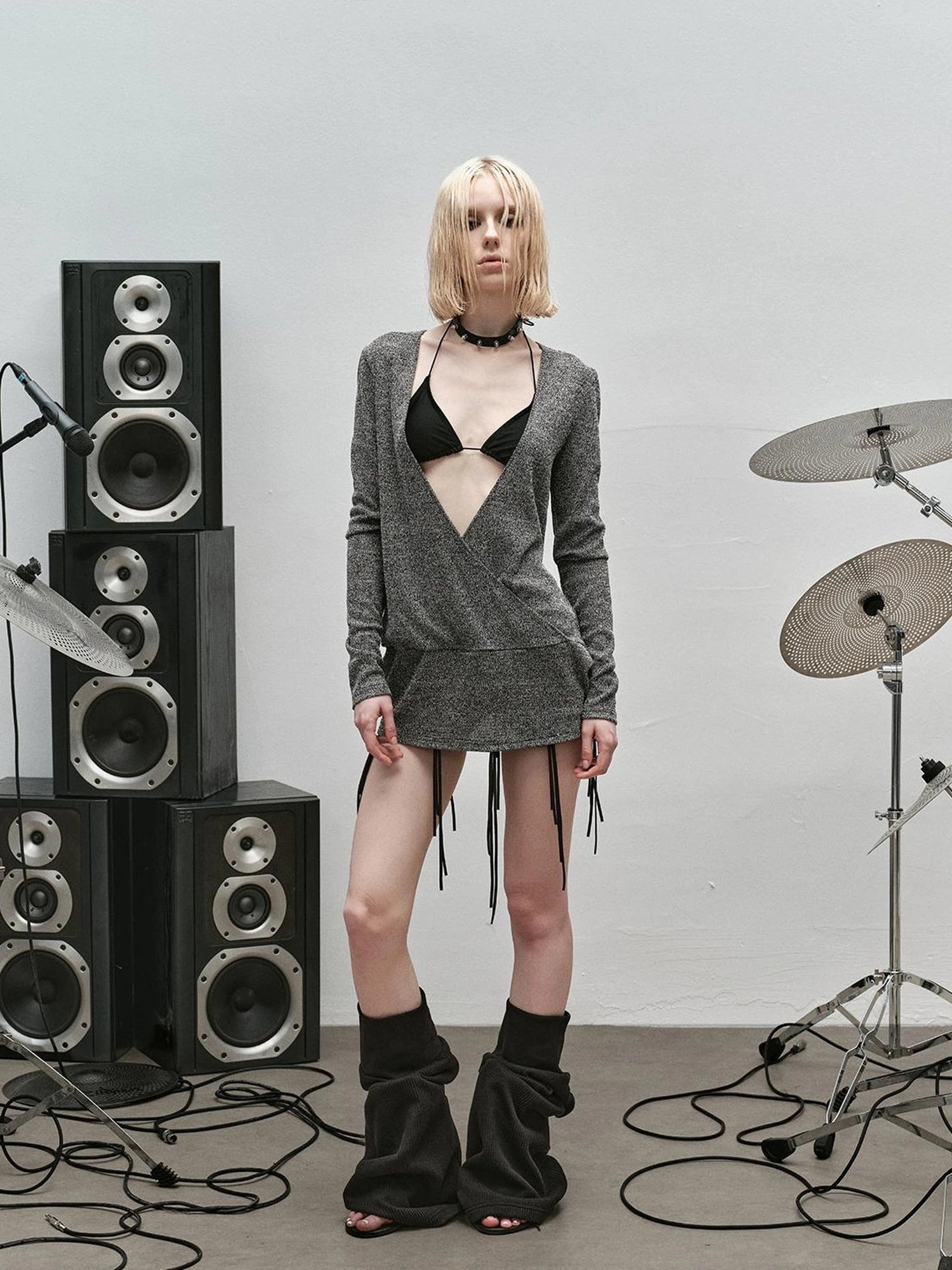 Outmode Rock N Roll Fringe V-neck Punk Dress
