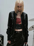 Outmode Rock N Roll Leather Stand Collar Long Sleeve Pu Coat