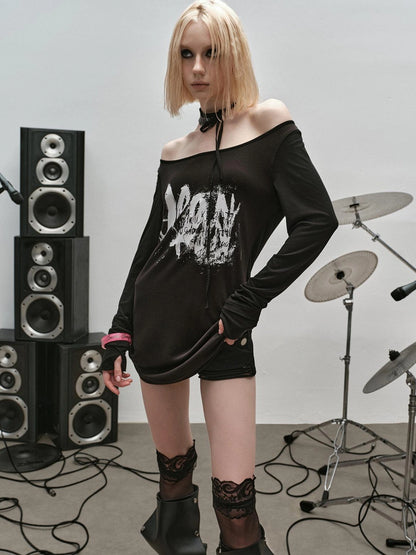 Outmode Rock N Roll Off Shoulder Lace Trim Dress