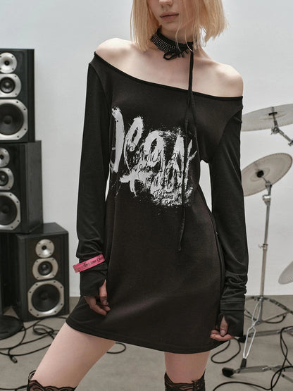 Outmode Rock N Roll Off Shoulder Lace Trim Dress