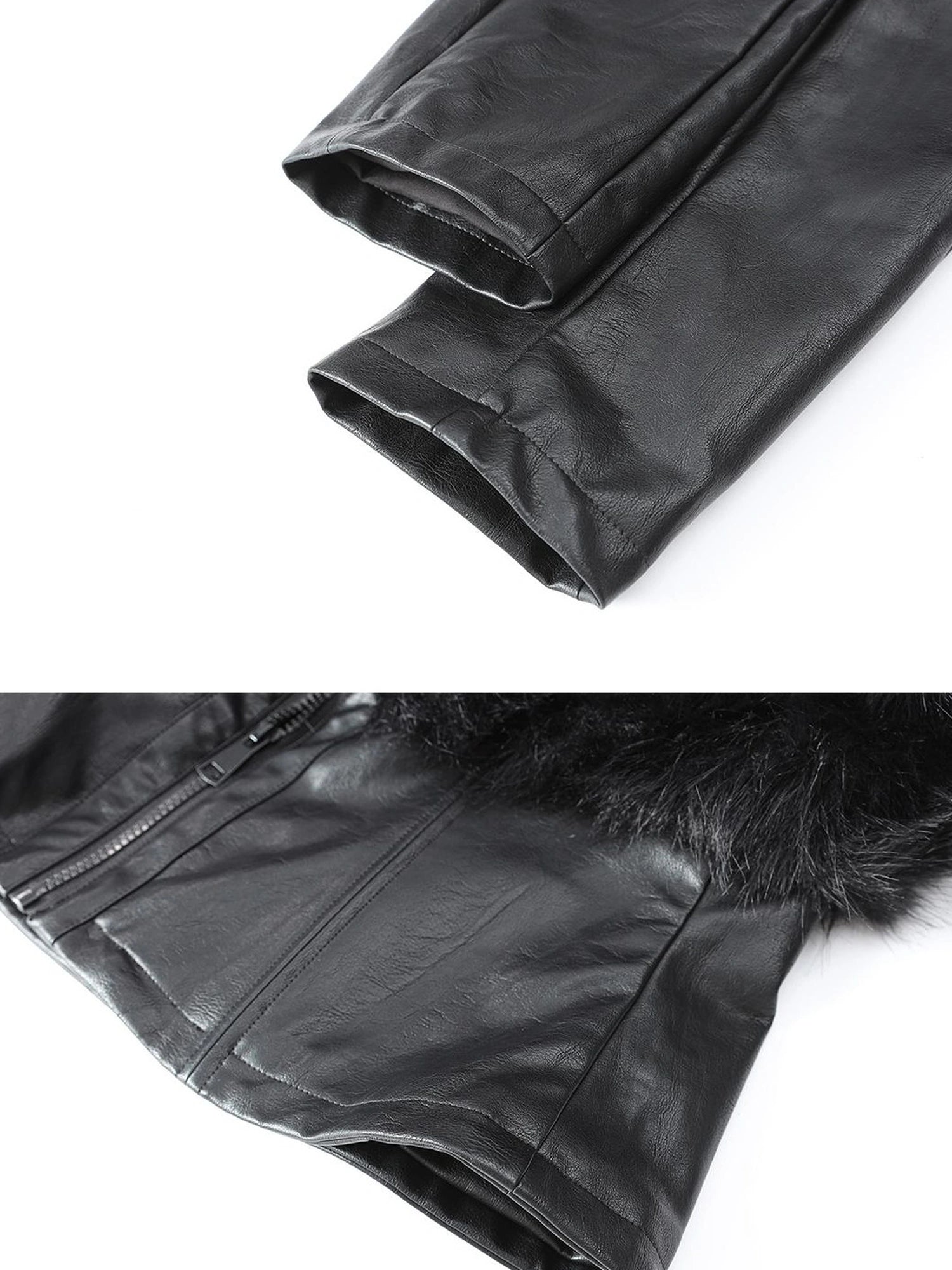 Outmode Rock N Roll Pu Patch Recyclable Cropped Fur Coat