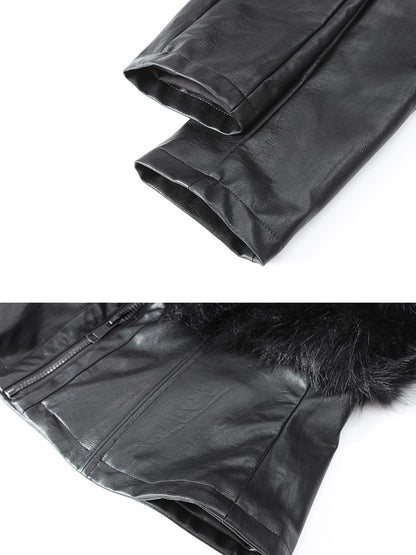 Outmode Rock N Roll Pu Patch Recyclable Cropped Fur Coat