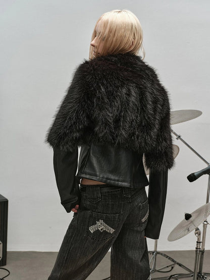 Outmode Rock N Roll Pu Patch Recyclable Cropped Fur Coat