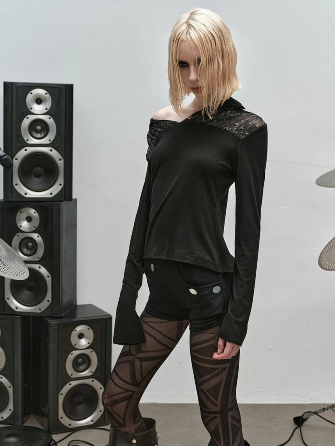 Outmode Rock N Roll Sequined Open Neck Shirt
