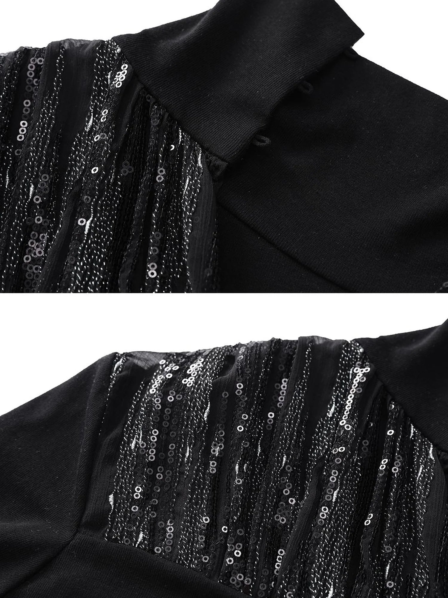 Outmode Rock N Roll Sequined Open Neck Shirt