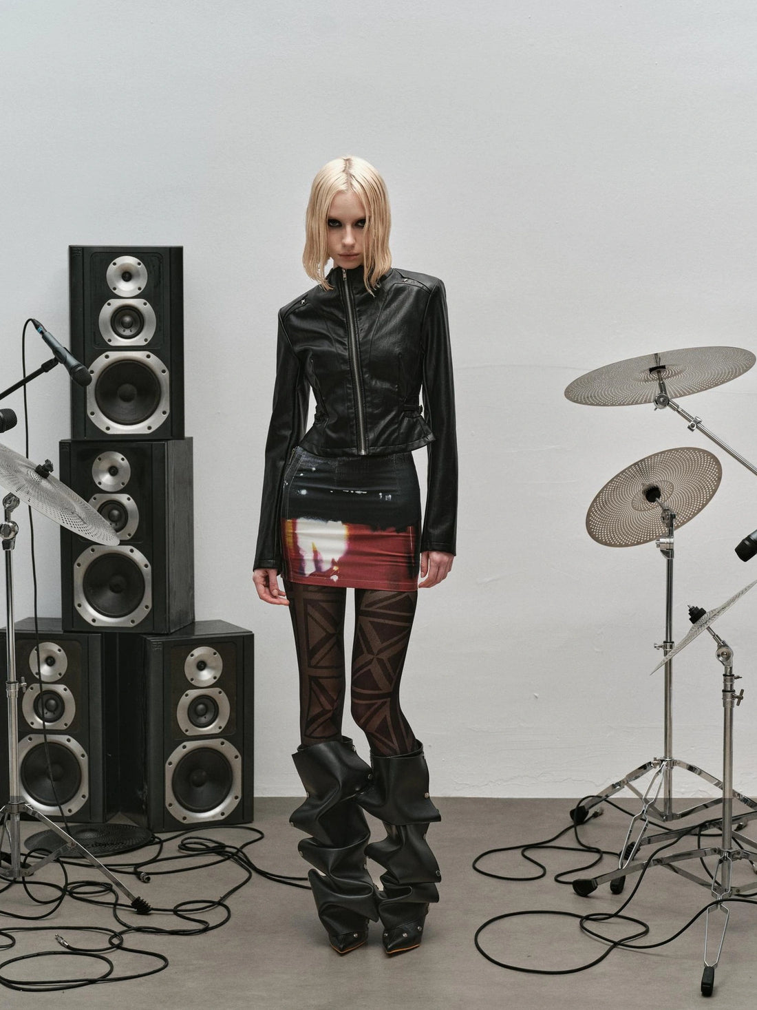 Outmode Rock N Roll Slim Fit Vegan Leather Biker Jacket