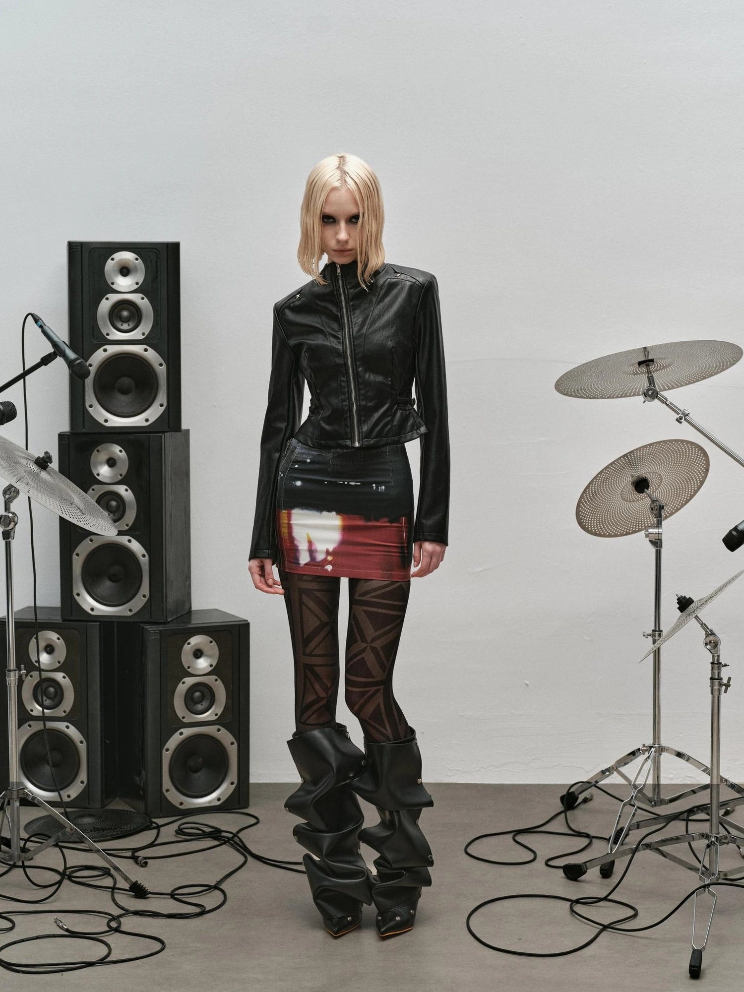Outmode Rock N Roll Slim Fit Vegan Leather Biker Jacket