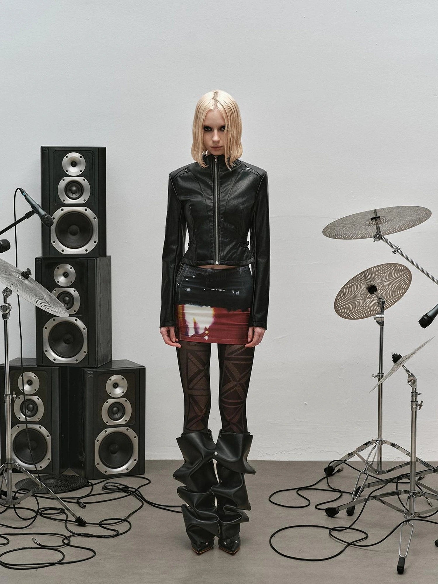 Outmode Rock N Roll Slim Fit Vegan Leather Biker Jacket