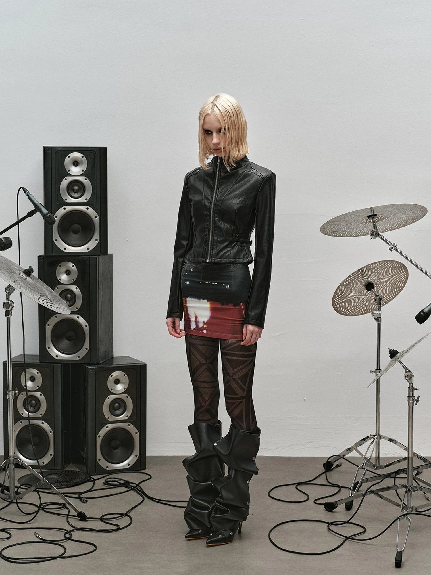 Outmode Rock N Roll Slim Fit Vegan Leather Biker Jacket