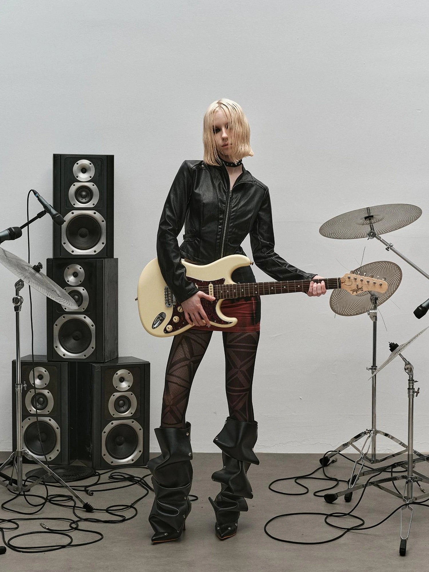 Outmode Rock N Roll Slim Fit Vegan Leather Biker Jacket