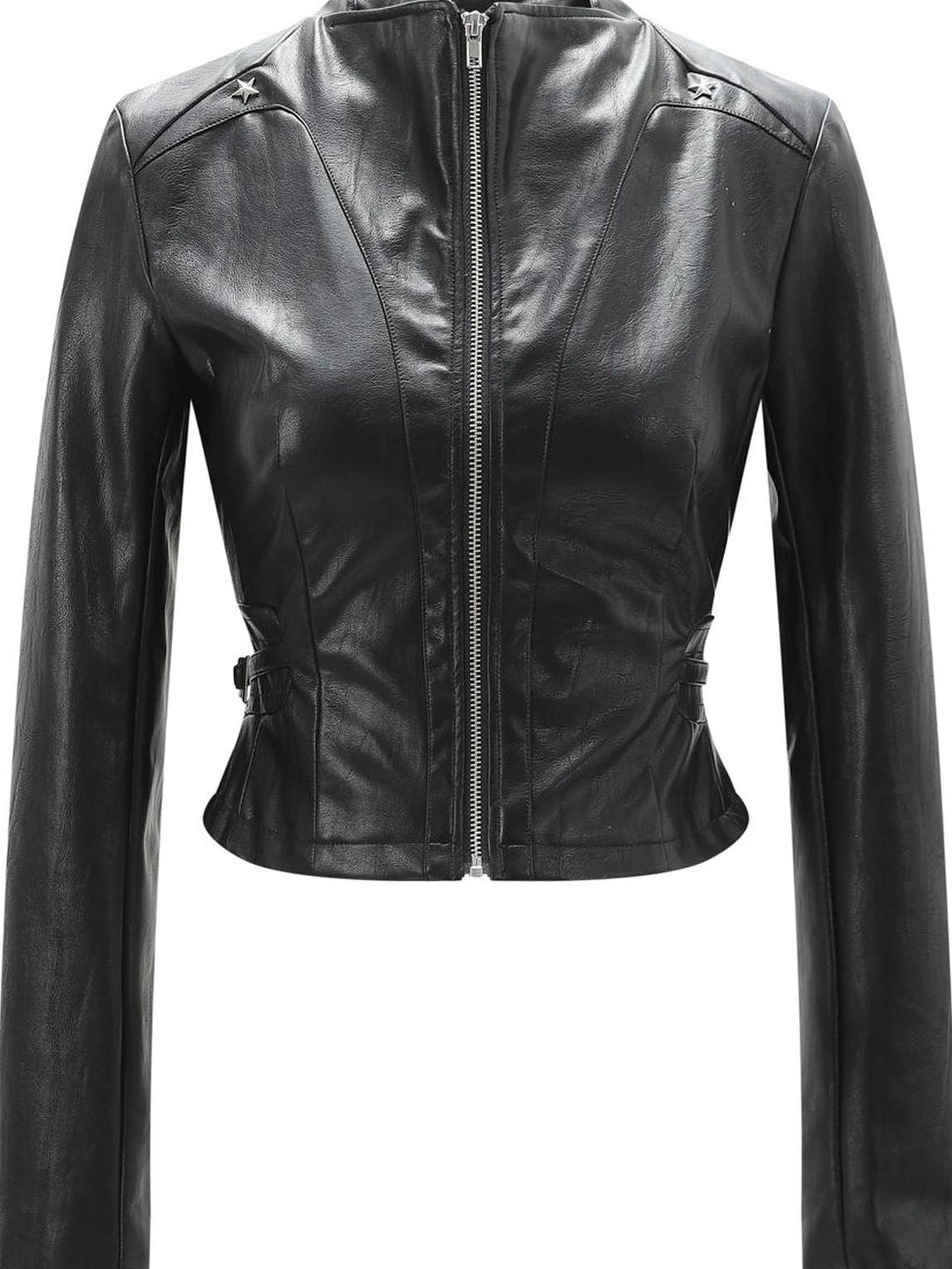 Outmode Rock N Roll Slim Fit Vegan Leather Biker Jacket