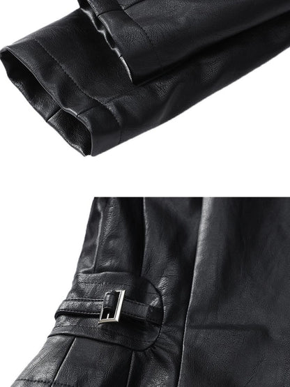 Outmode Rock N Roll Slim Fit Vegan Leather Biker Jacket