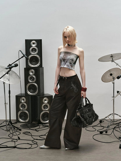 Outmode Rock N Roll Tribal Embroidered Wide Leg Pants