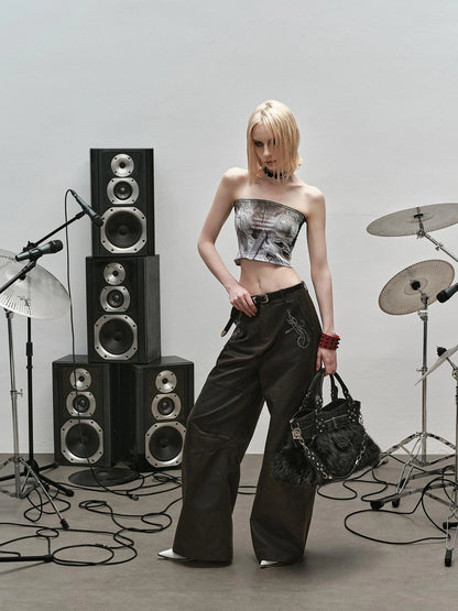 Outmode Rock N Roll Tribal Embroidered Wide Leg Pants