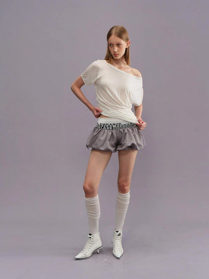 Outmode Silver Jacquard Bloomer Shorts