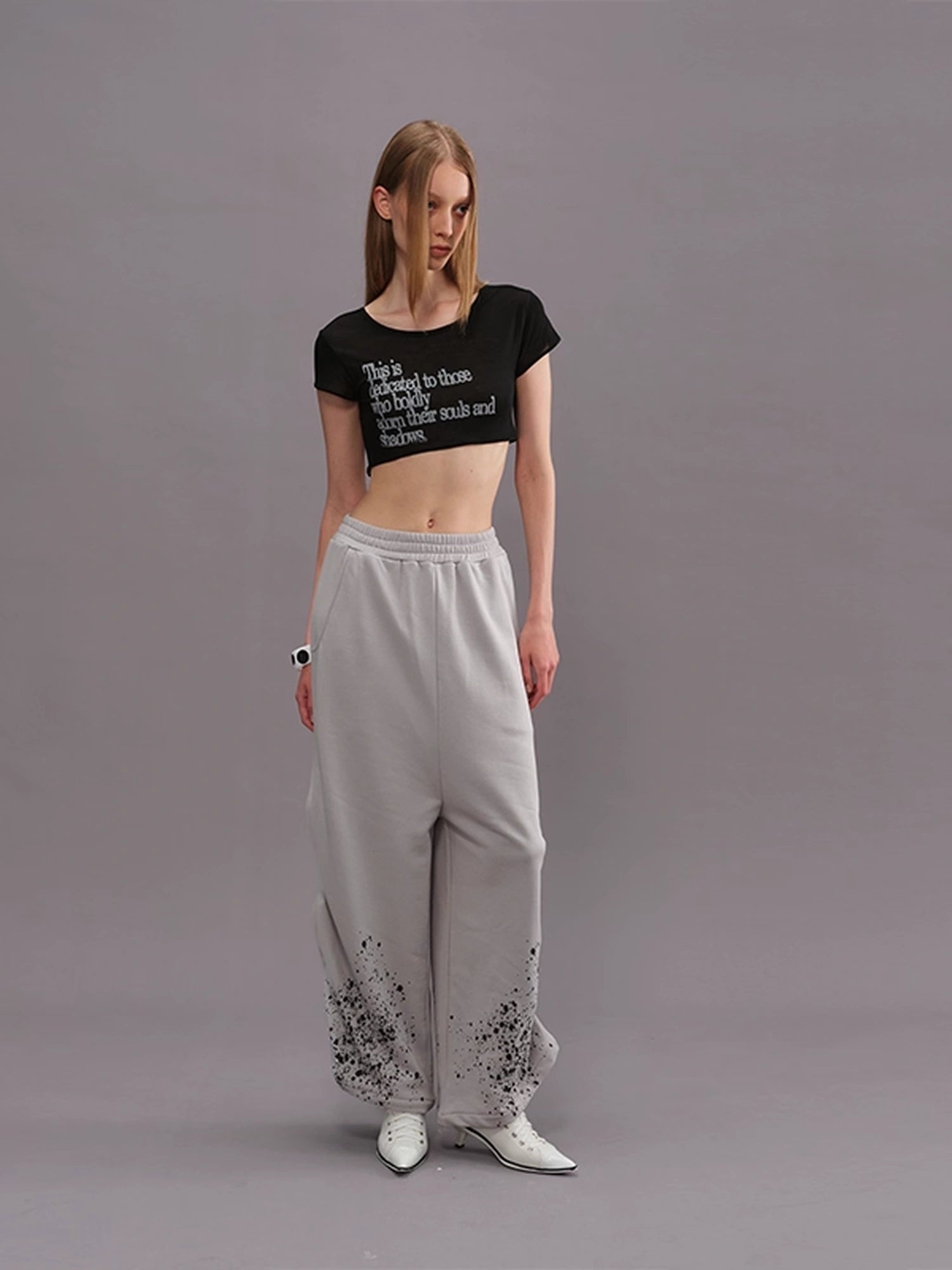 Outmode_Someone_Overboard_Splatter_Print_Low_Cropped_Joggers_MISSTT