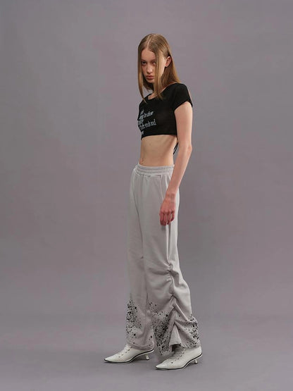 Outmode Someone Overboard Splatter Print Low Cropped Joggers