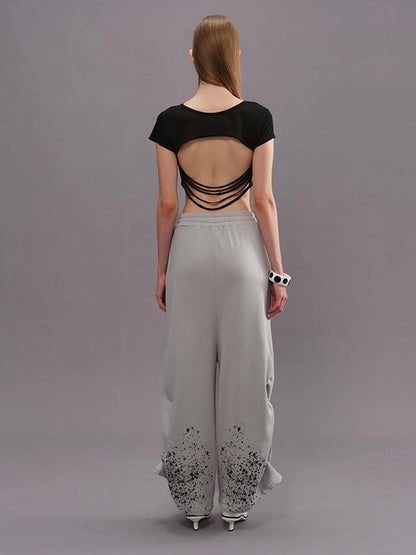 Outmode Someone Overboard Splatter Print Low Cropped Joggers