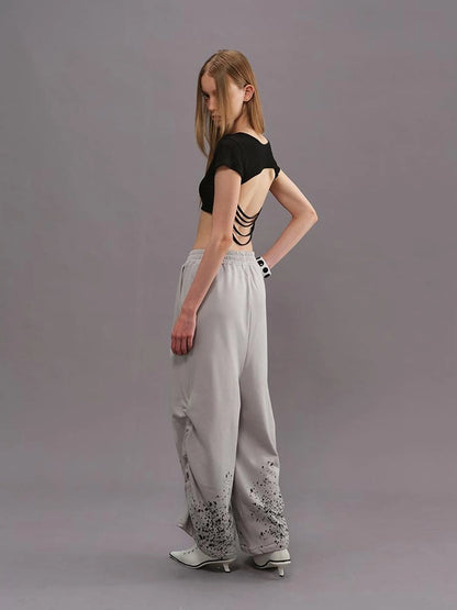 Outmode Someone Overboard Splatter Print Low Cropped Joggers
