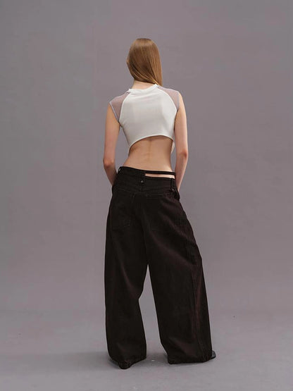 Outmode Spliced Cut Out Backless Tank Top