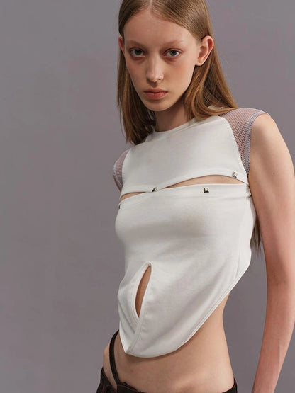Outmode Spliced Cut Out Backless Tank Top