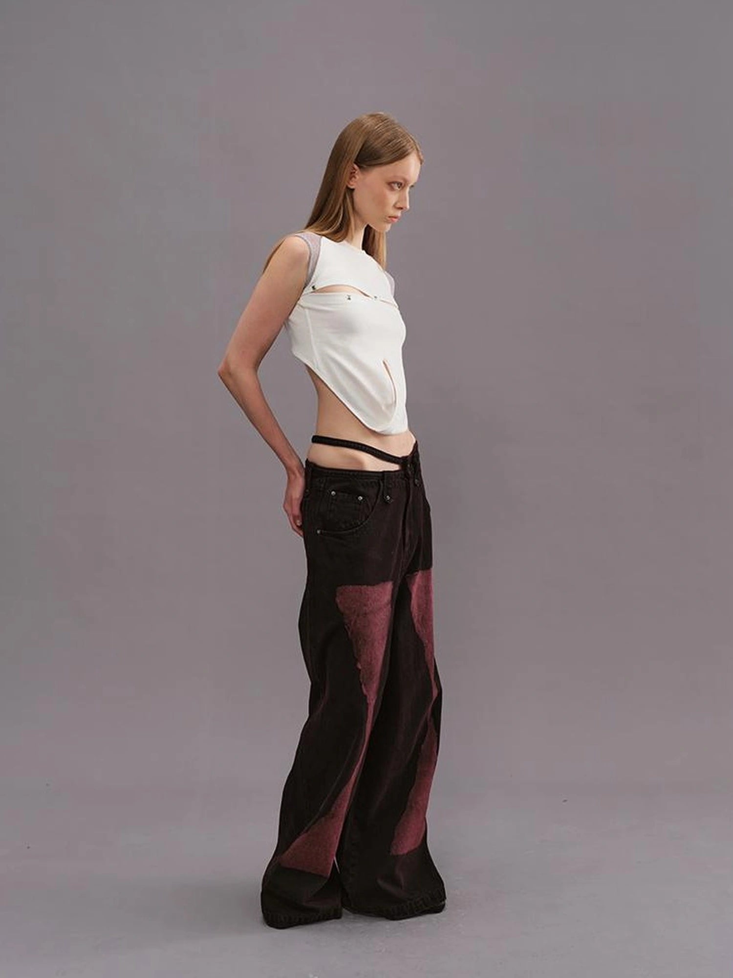 Outmode Spliced Cut Out Backless Tank Top