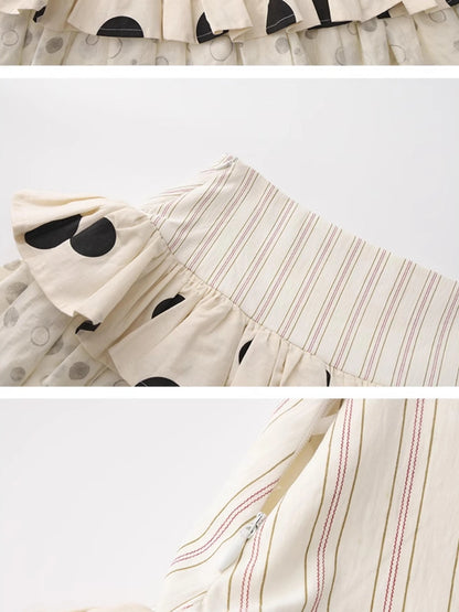 Outmode Twill Dot Cake Midi Skirt