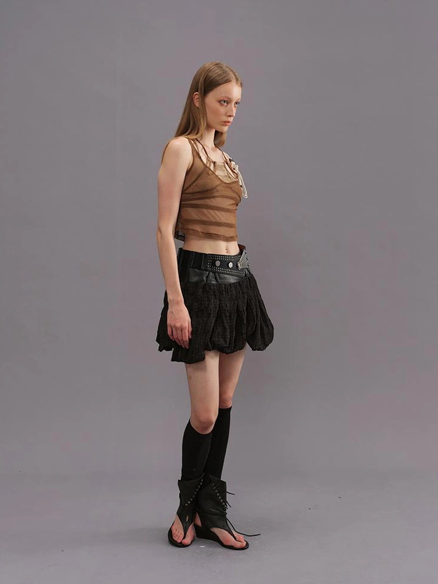 Outmode Two Piece Irregular Bikini Top with Contrast Texture
