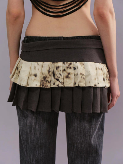 Outmode Two Tiered Pleated A Line Wrap Skirt