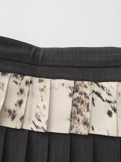 Outmode Two Tiered Pleated A Line Wrap Skirt