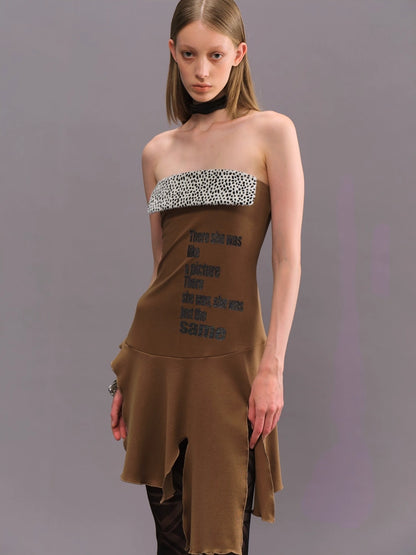 Outmode_Vintage_Brown_Floral_Glitter_Print_V-neck_T-shirt_Long_Sleeve_Dress_MISSTT