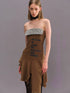 Outmode_Vintage_Brown_Floral_Glitter_Print_V-neck_T-shirt_Long_Sleeve_Dress_MISSTT