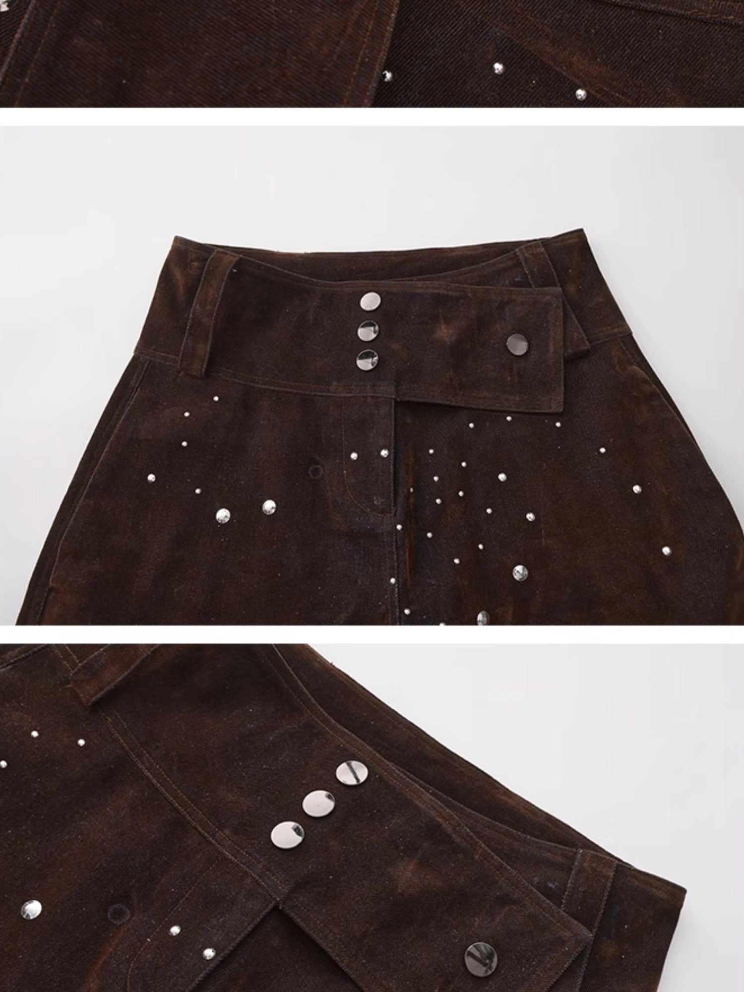 Outmode Vintage High Waist Flared Trousers With Rhinestones