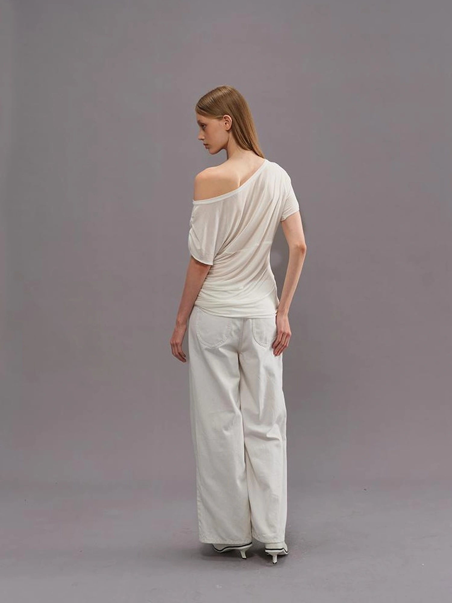 Outmode Vintage Speckled Denim Wide Leg Trousers
