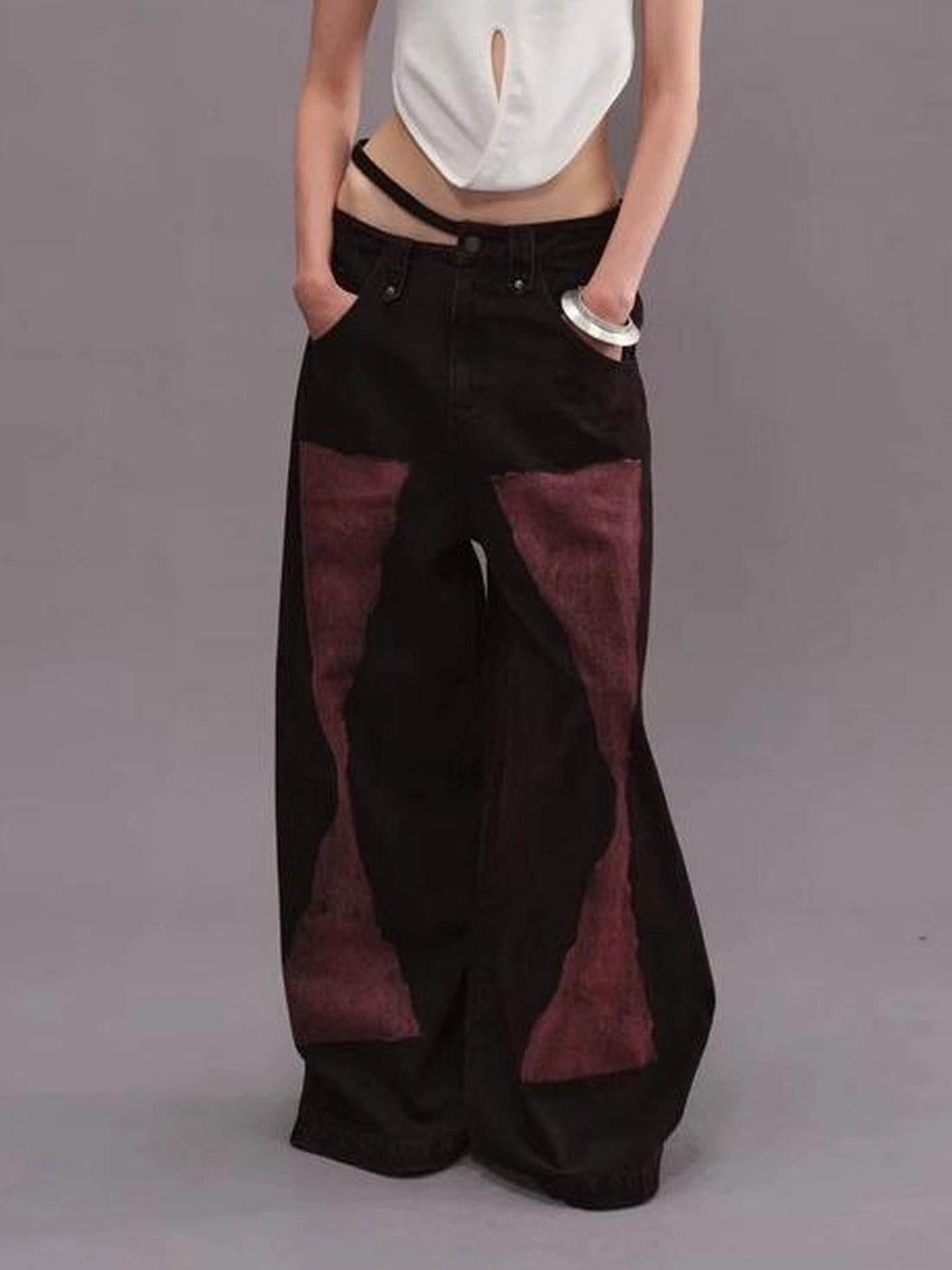 Outmode Vintage Wash Rock Wide Leg Jeans