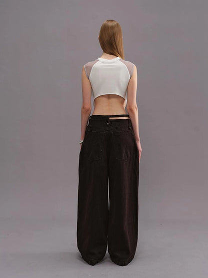 Outmode Vintage Wash Rock Wide Leg Jeans