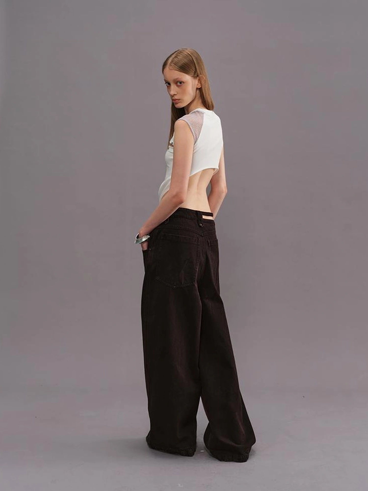 Outmode Vintage Wash Rock Wide Leg Jeans