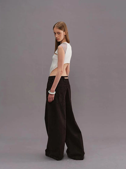 Outmode Vintage Wash Rock Wide Leg Jeans