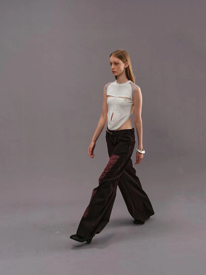 Outmode Vintage Wash Rock Wide Leg Jeans