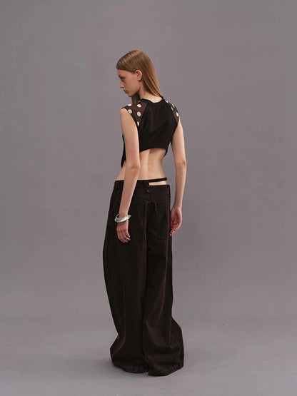 Outmode Vintage Wash Rock Wide Leg Jeans