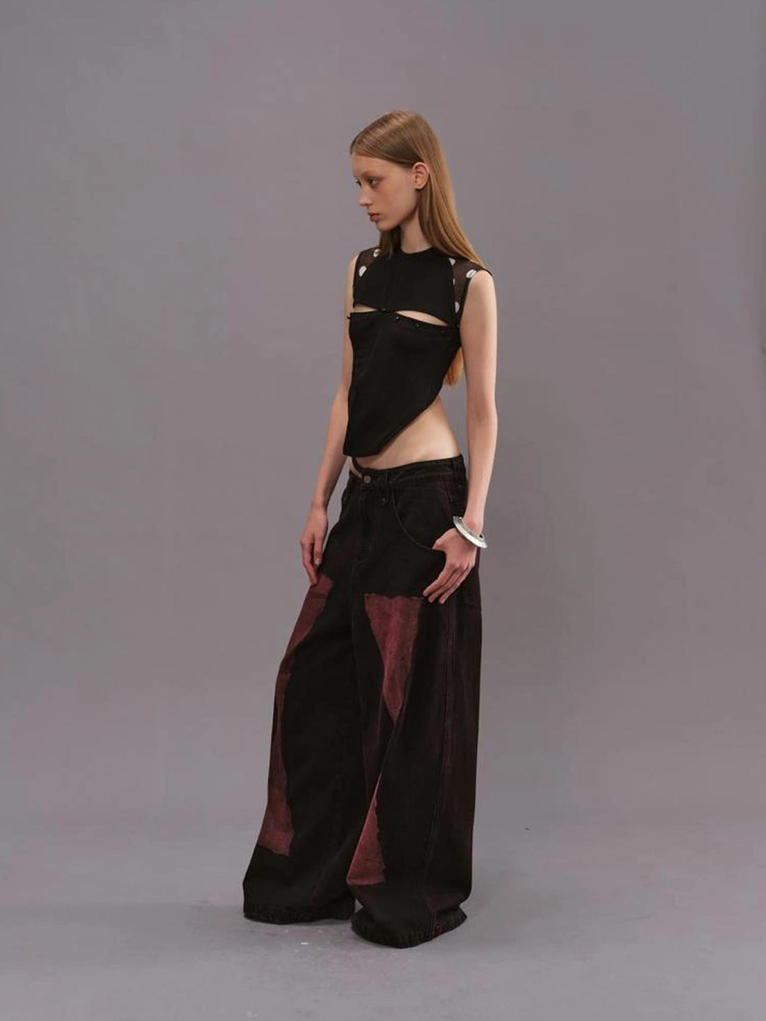 Outmode Vintage Wash Rock Wide Leg Jeans