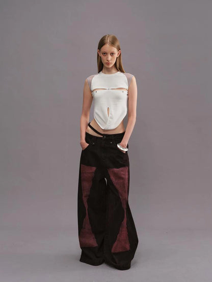 Outmode Vintage Wash Rock Wide Leg Jeans