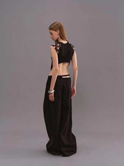 Outmode Vintage Wash Rock Wide Leg Jeans