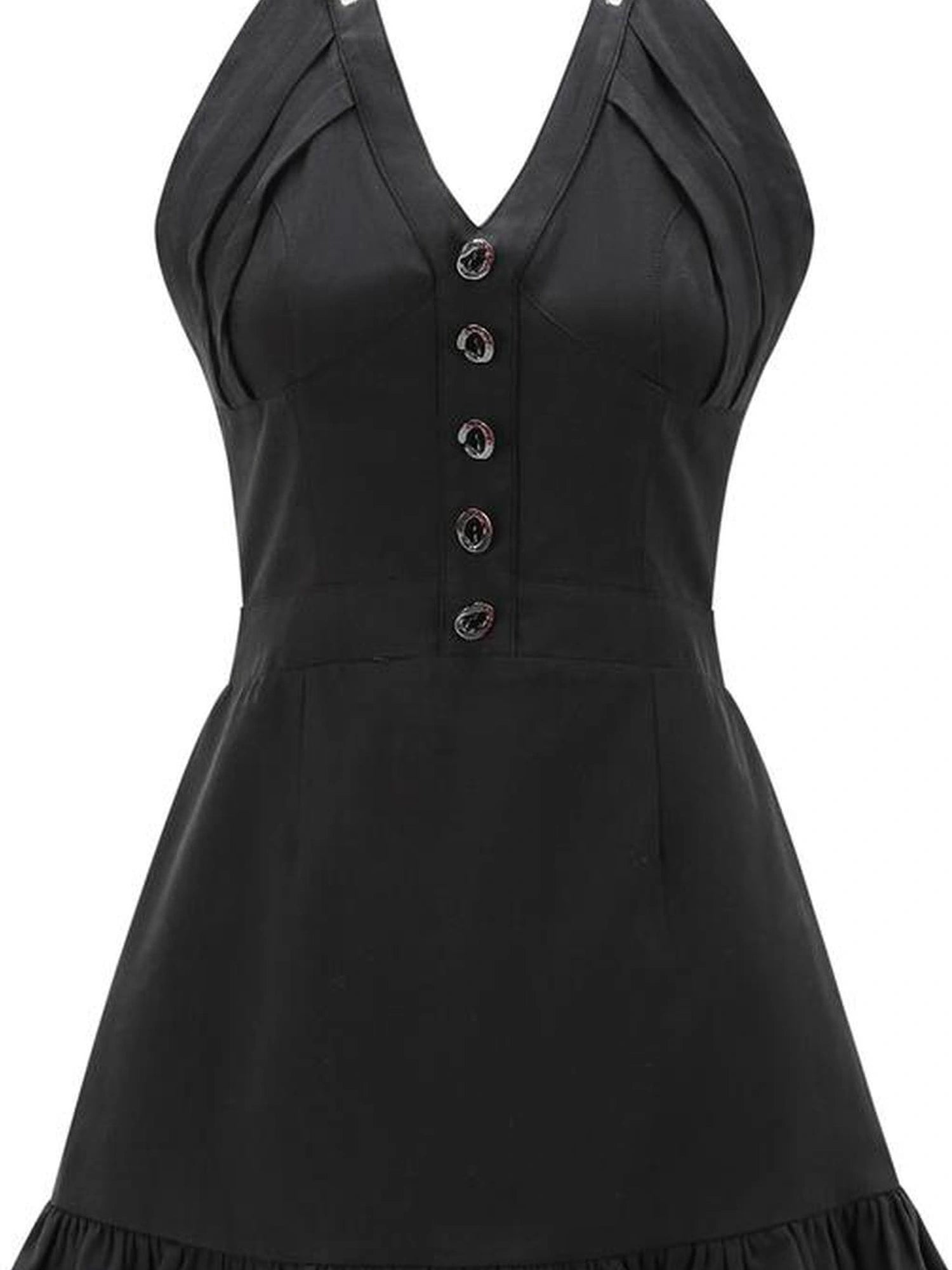 Outmode Vintage Y2k Dark Grunge Rock Mini Dress V-neck T-shirt Long Sleeve
