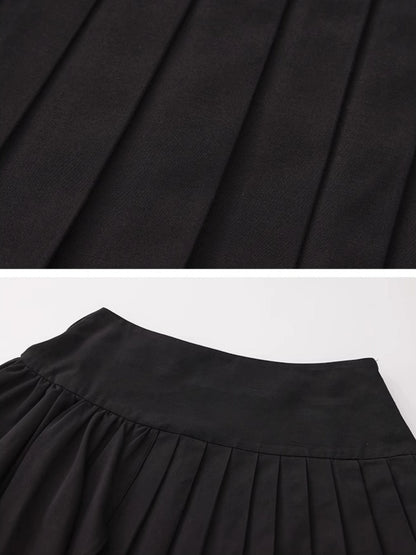 Outmode Watercolor Pleated Asymmetric Equestrian Skirt