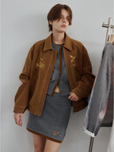 Outthe Blue Beaded Cat Head Embroidered Brown Retro Jacket  Used Suede Coat  Eco Friendly Leather Jacket 26