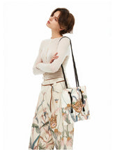 Outthe Blue Original 22Cat Garden22 Printed Square Loose Leaf Contrasting Rope Single Shoulder Crossbody Bag 16