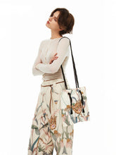 Outthe Blue Original 22Cat Garden22 Printed Square Loose Leaf Contrasting Rope Single Shoulder Crossbody Bag 2